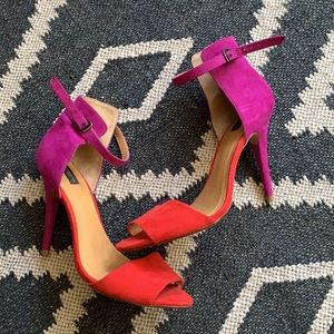 Zara collection by basic heeled two tone sandal size 39